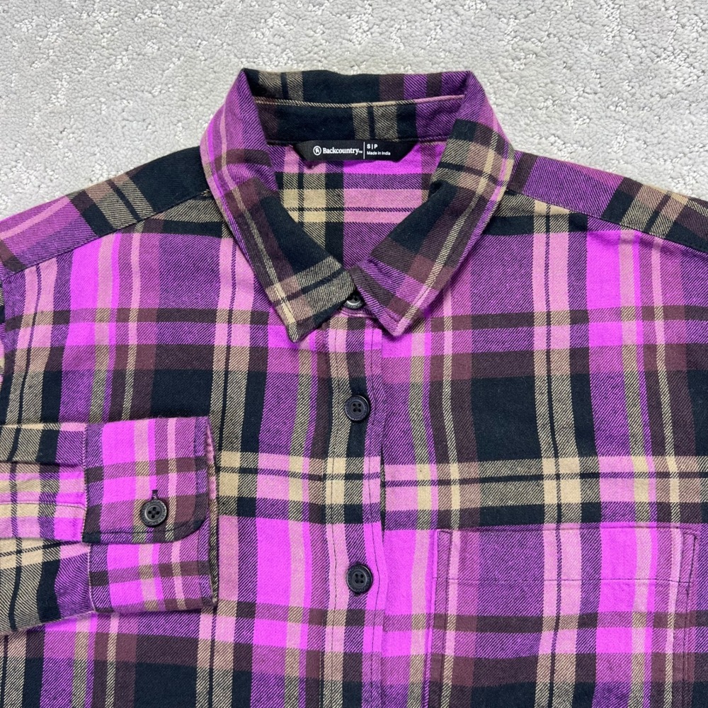Backcountry Venture‎ Flannel Shirt Womens S Purple Plaid Long Sleeve Button Up